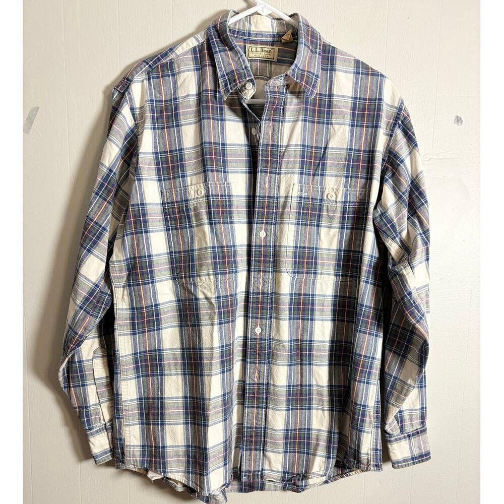 L.L.Bean Vintage 90s grunge long-sleeve plaid button-down canvas cotton large